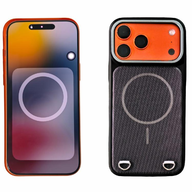 Custodia magnetica per telefono in PC con finitura effetto pelle e tessuto tecnologico, For iPhone 17 Pro Max, For iPhone 17 Pro