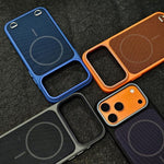 Custodia magnetica per telefono in PC con finitura effetto pelle e tessuto tecnologico, For iPhone 17 Pro Max, For iPhone 17 Pro