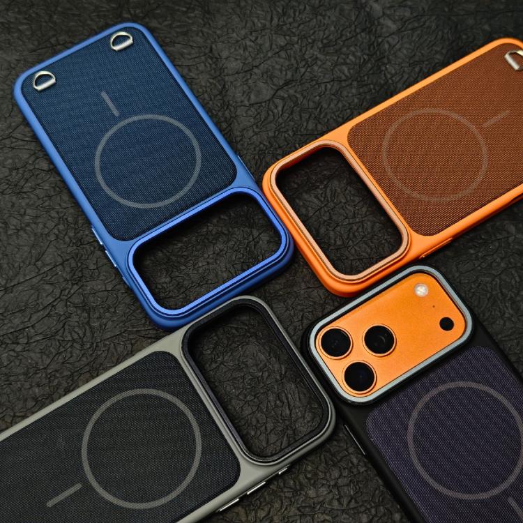 Custodia magnetica per telefono in PC con finitura effetto pelle e tessuto tecnologico, For iPhone 17 Pro Max, For iPhone 17 Pro