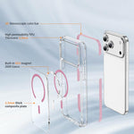 Custodia per telefono Crystal Shield trasparente magnetica ibrida in acrilico e TPU, For iPhone 17 Pro, For iPhone 17, For iPhone Air