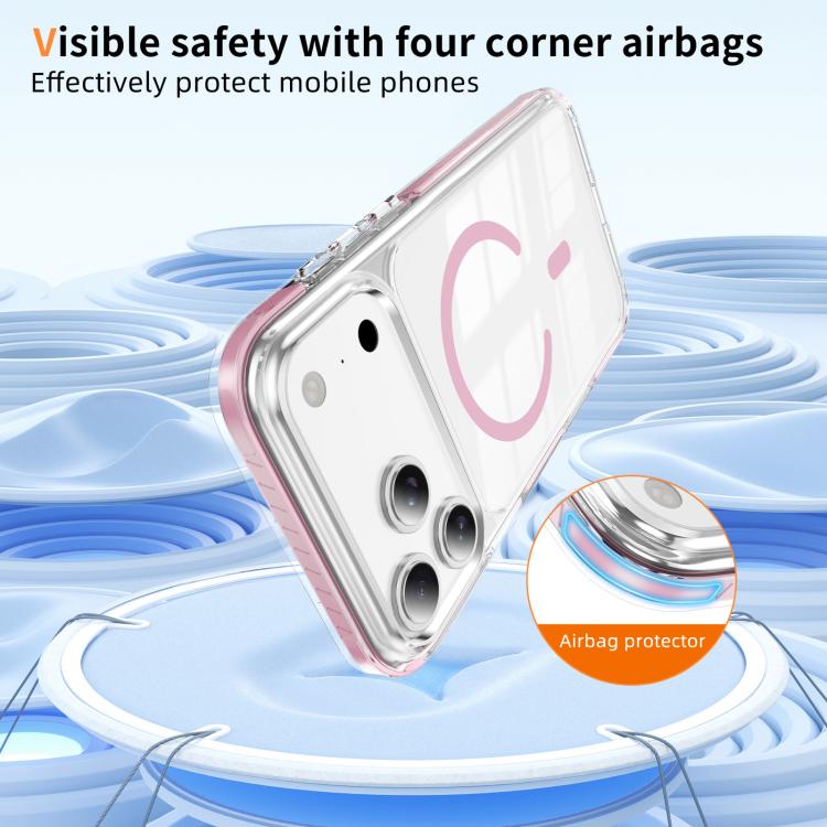 Custodia per telefono Crystal Shield trasparente magnetica ibrida in acrilico e TPU, For iPhone 17 Pro, For iPhone 17, For iPhone Air