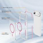 Custodia per telefono Crystal Shield trasparente magnetica ibrida in acrilico e TPU, For iPhone 16 Pro Max, For iPhone 16 Pro, For iPhone 16 Plus