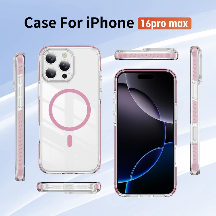 Custodia per telefono Crystal Shield trasparente magnetica ibrida in acrilico e TPU, For iPhone 16 Pro Max, For iPhone 16 Pro, For iPhone 16 Plus