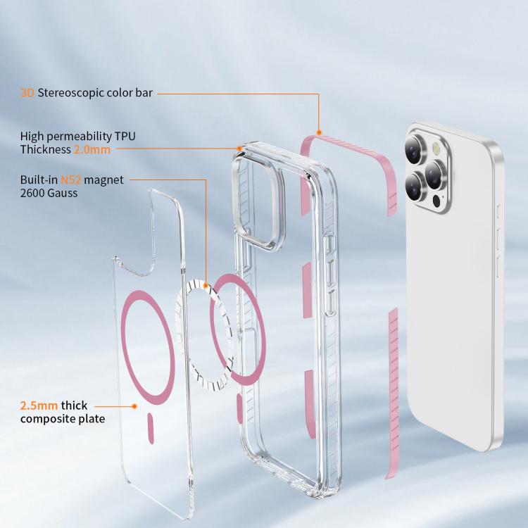 Custodia per telefono Crystal Shield trasparente magnetica ibrida in acrilico e TPU, For iPhone 16 Pro Max, For iPhone 16 Pro, For iPhone 16 Plus