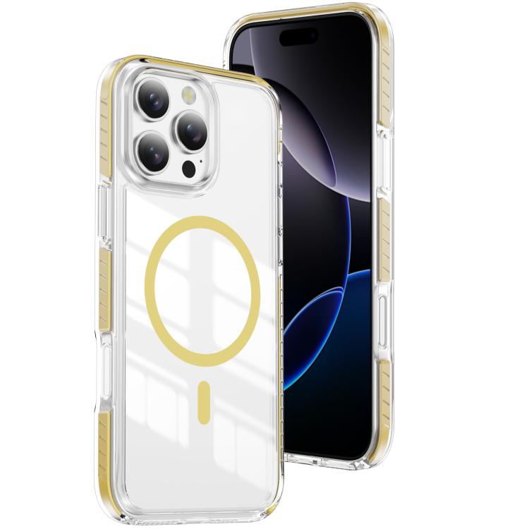 Custodia per telefono Crystal Shield trasparente magnetica ibrida in acrilico e TPU, For iPhone 16 Pro Max, For iPhone 16 Pro, For iPhone 16 Plus