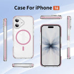 Custodia per telefono Crystal Shield trasparente magnetica ibrida in acrilico e TPU, For iPhone 16, For iPhone 15 Pro Max, For iPhone 15 Pro