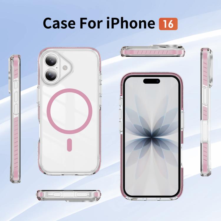 Custodia per telefono Crystal Shield trasparente magnetica ibrida in acrilico e TPU, For iPhone 16, For iPhone 15 Pro Max, For iPhone 15 Pro