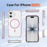 Custodia per telefono Crystal Shield trasparente magnetica ibrida in acrilico e TPU, For iPhone 16, For iPhone 15 Pro Max, For iPhone 15 Pro