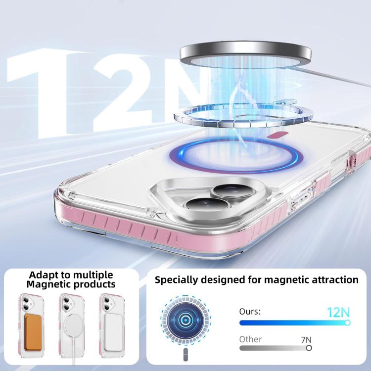 Custodia per telefono Crystal Shield trasparente magnetica ibrida in acrilico e TPU, For iPhone 16, For iPhone 15 Pro Max, For iPhone 15 Pro
