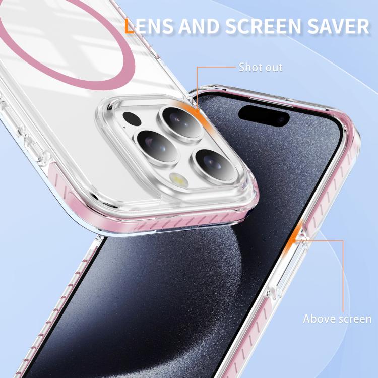 Custodia per telefono Crystal Shield trasparente magnetica ibrida in acrilico e TPU, For iPhone 15 Plus, For iPhone 15, For iPhone 14 Plus