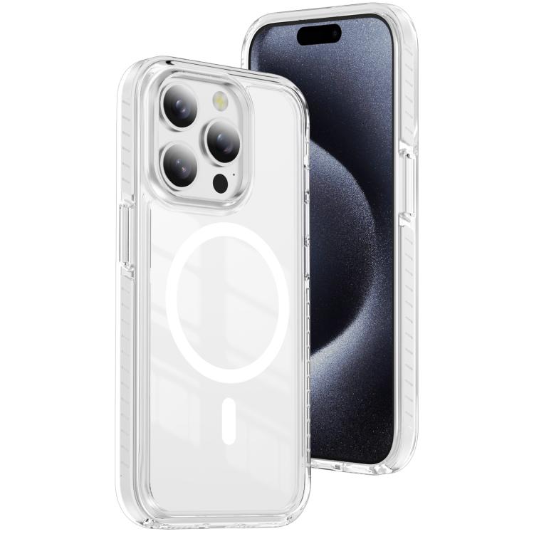 Custodia per telefono Crystal Shield trasparente magnetica ibrida in acrilico e TPU, For iPhone 15 Plus, For iPhone 15, For iPhone 14 Plus