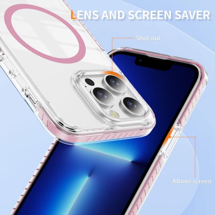 Custodia per telefono Crystal Shield trasparente magnetica ibrida in acrilico e TPU, For iPhone 13 Pro Max, For iPhone 13 Pro, For iPhone 12 / 12 Pro