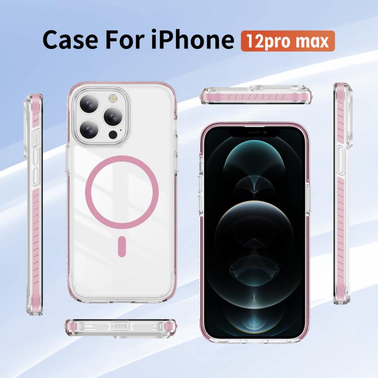 Custodia per telefono Crystal Shield trasparente magnetica ibrida in acrilico e TPU, For iPhone 12 Pro Max