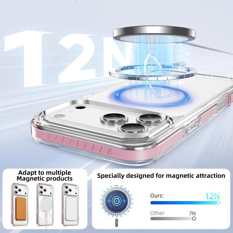 Custodia per telefono Crystal Shield trasparente magnetica ibrida in acrilico e TPU, For iPhone 18 Pro, For iPhone 18 Pro Max, For iPhone 17 Pro Max