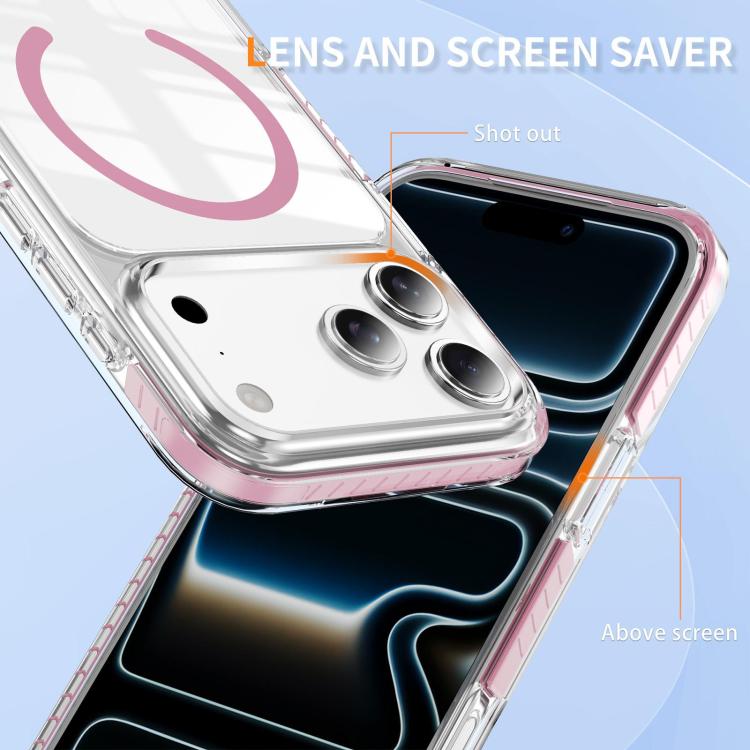 Custodia per telefono Crystal Shield trasparente magnetica ibrida in acrilico e TPU, For iPhone 18 Pro, For iPhone 18 Pro Max, For iPhone 17 Pro Max