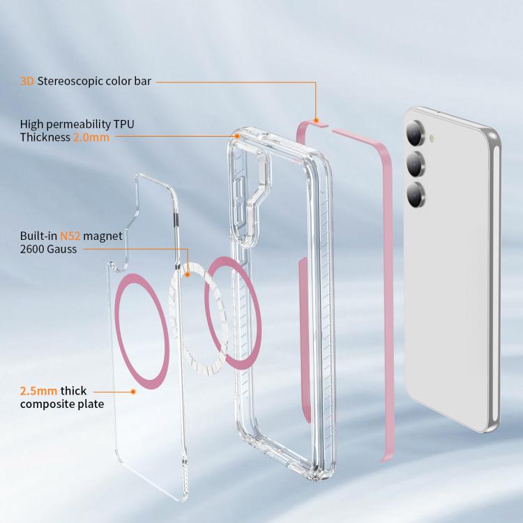 Custodia per telefono Crystal Shield trasparente magnetica ibrida in acrilico e TPU, For Samsung Galaxy S23+ 5G, For Samsung Galaxy S23 5G
