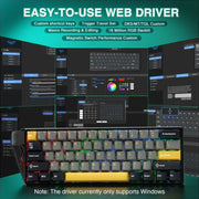 Tastiera cablata AULA WIN60HE MAX Edition a 60 tasti con illuminazione RGB.
