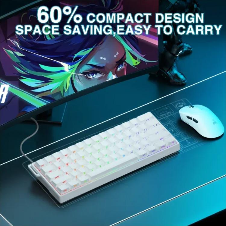 Tastiera cablata AULA WIN60HE Standard Edition a 60 tasti con illuminazione RGB.