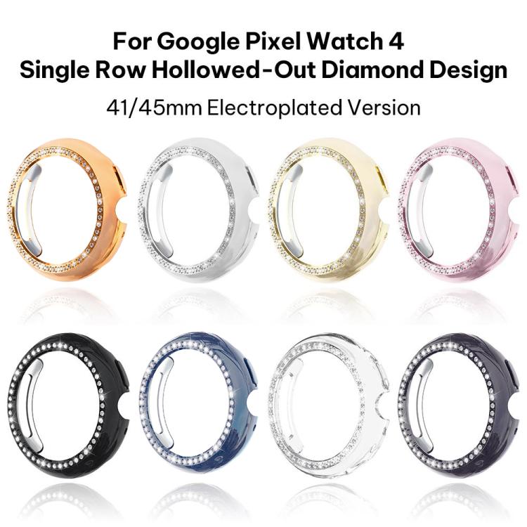 xDfin Single Row Diamond Hollow PC Watch Cover, For Google Pixel Watch 5 41mm, For Google Pixel Watch 5 45mm, For Google Pixel Watch 4 / Watch 3 45mm