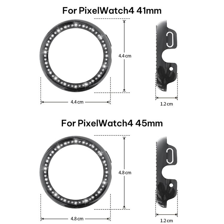 xDfin Single Row Diamond Hollow PC Watch Cover, For Google Pixel Watch 5 41mm, For Google Pixel Watch 5 45mm, For Google Pixel Watch 4 / Watch 3 45mm