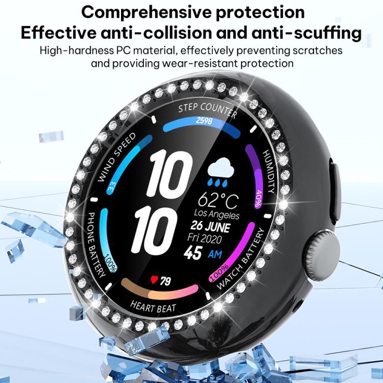 xDfin Single Row Diamond Hollow PC Watch Cover, For Google Pixel Watch 5 41mm, For Google Pixel Watch 5 45mm, For Google Pixel Watch 4 / Watch 3 45mm