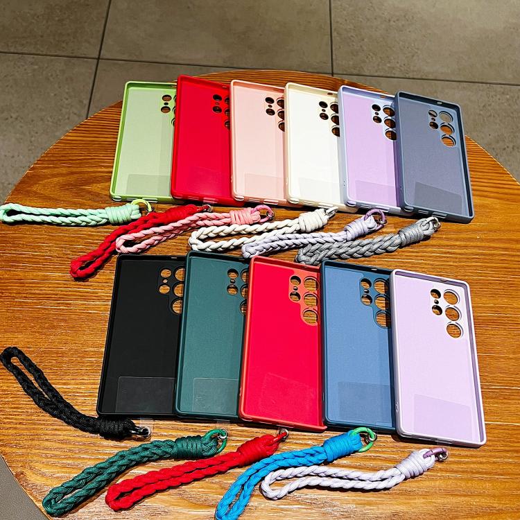 Custodia magnetica per telefono in silicone liquido a tinta unita con cordino, For Samsung Galaxy S21+ 5G, For Samsung Galaxy S21 Ultra 5G