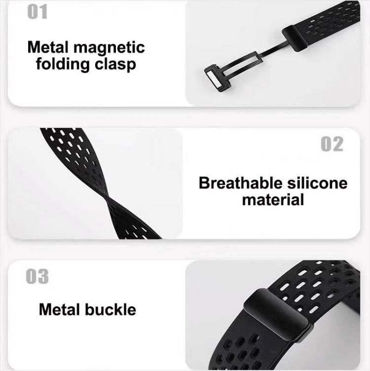Confezione da 5 cinturini per orologio in silicone nero con fibbia magnetica stile foro xDfind, For Samsung Galaxy Fit3