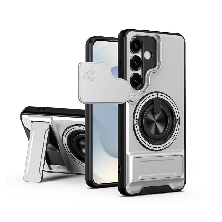 Custodia per telefono multifunzionale magnetica antiurto con finestra scorrevole per obiettivo., For Samsung Galaxy S25 FE 5G, For Samsung Galaxy S25 Edge 5G, For Samsung Galaxy S25 5G, For Samsung Galaxy S25+ 5G