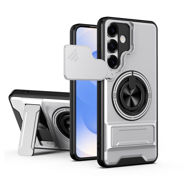 Custodia per telefono multifunzionale magnetica antiurto con finestra scorrevole per obiettivo., For Samsung Galaxy S25 FE 5G, For Samsung Galaxy S25 Edge 5G, For Samsung Galaxy S25 5G, For Samsung Galaxy S25+ 5G