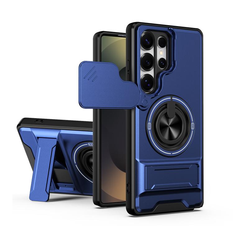 Custodia per telefono multifunzionale magnetica antiurto con finestra scorrevole per obiettivo., For Samsung Galaxy S25 Ultra 5G, For Samsung Galaxy S24 FE 5G, For Samsung Galaxy S24 Ultra 5G, For Galaxy S24 5G