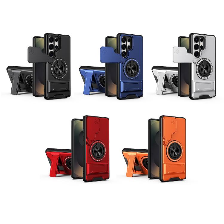 Custodia per telefono multifunzionale magnetica antiurto con finestra scorrevole per obiettivo., For Samsung Galaxy S25 Ultra 5G, For Samsung Galaxy S24 FE 5G, For Samsung Galaxy S24 Ultra 5G, For Galaxy S24 5G