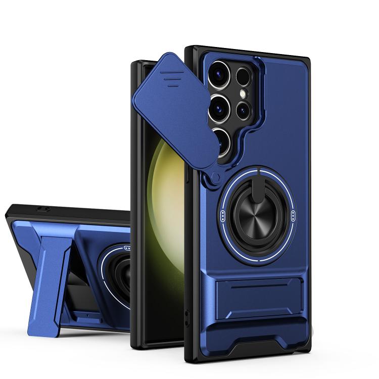 Custodia per telefono multifunzionale magnetica antiurto con finestra scorrevole per obiettivo., For Galaxy S23 FE 5G, For Samsung Galaxy S23 Ultra 5G, For Galaxy S23+ 5G, For Galaxy S23 5G