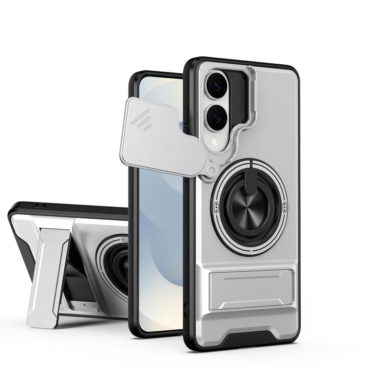 Custodia per telefono multifunzionale magnetica antiurto con finestra scorrevole per obiettivo., For Samsung Galaxy S25 FE 5G, For Samsung Galaxy S25 Edge 5G, For Samsung Galaxy S25 5G, For Samsung Galaxy S25+ 5G