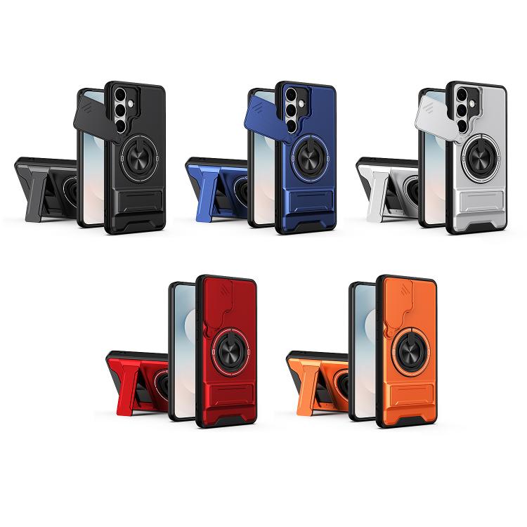 Custodia per telefono multifunzionale magnetica antiurto con finestra scorrevole per obiettivo., For Samsung Galaxy S25 FE 5G, For Samsung Galaxy S25 Edge 5G, For Samsung Galaxy S25 5G, For Samsung Galaxy S25+ 5G