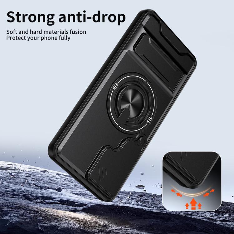 Custodia per telefono multifunzionale magnetica antiurto con finestra scorrevole per obiettivo., For Samsung Galaxy S25 FE 5G, For Samsung Galaxy S25 Edge 5G, For Samsung Galaxy S25 5G, For Samsung Galaxy S25+ 5G