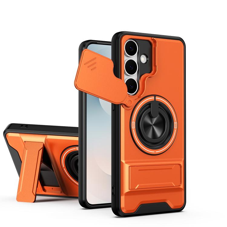 Custodia per telefono multifunzionale magnetica antiurto con finestra scorrevole per obiettivo., For Samsung Galaxy S25 FE 5G, For Samsung Galaxy S25 Edge 5G, For Samsung Galaxy S25 5G, For Samsung Galaxy S25+ 5G