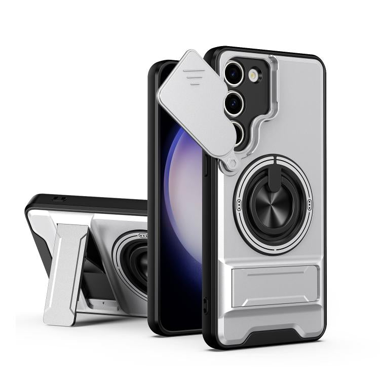 Custodia per telefono multifunzionale magnetica antiurto con finestra scorrevole per obiettivo., For Galaxy S23 FE 5G, For Samsung Galaxy S23 Ultra 5G, For Galaxy S23+ 5G, For Galaxy S23 5G