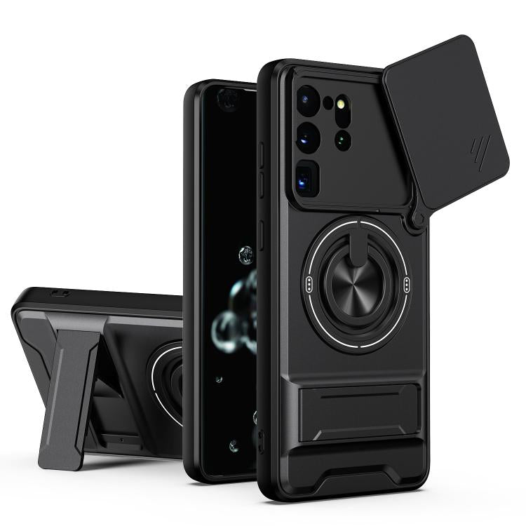 Custodia per telefono multifunzionale magnetica antiurto con finestra scorrevole per obiettivo., For Galaxy S21+ 5G, For Galaxy S20 FE 5G, For Galaxy S20 Ultra 5G, For Galaxy S20 5G