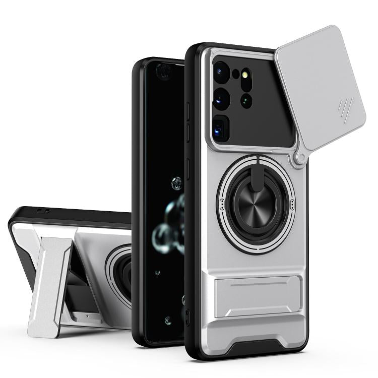 Custodia per telefono multifunzionale magnetica antiurto con finestra scorrevole per obiettivo., For Galaxy S21+ 5G, For Galaxy S20 FE 5G, For Galaxy S20 Ultra 5G, For Galaxy S20 5G