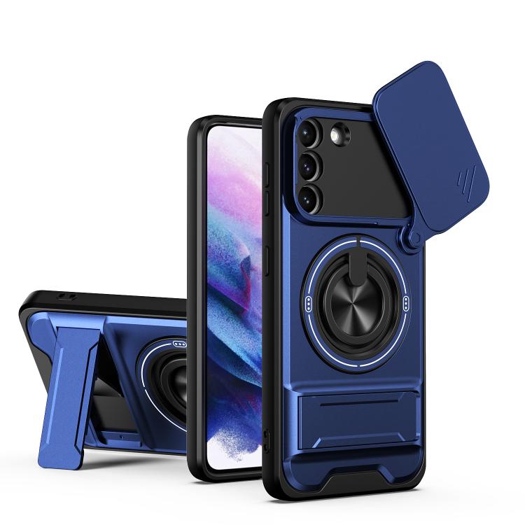 Custodia per telefono multifunzionale magnetica antiurto con finestra scorrevole per obiettivo., For Galaxy S22+ 5G, For Galaxy S22 5G, For Galaxy S21 FE 5G, For Galaxy S21 5G
