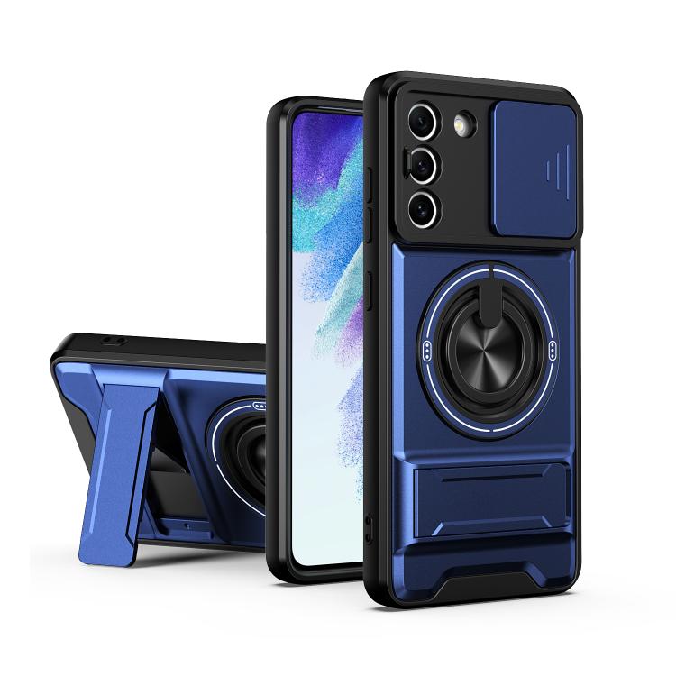 Custodia per telefono multifunzionale magnetica antiurto con finestra scorrevole per obiettivo., For Galaxy S22+ 5G, For Galaxy S22 5G, For Galaxy S21 FE 5G, For Galaxy S21 5G