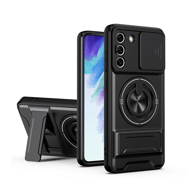 Custodia per telefono multifunzionale magnetica antiurto con finestra scorrevole per obiettivo., For Galaxy S22+ 5G, For Galaxy S22 5G, For Galaxy S21 FE 5G, For Galaxy S21 5G