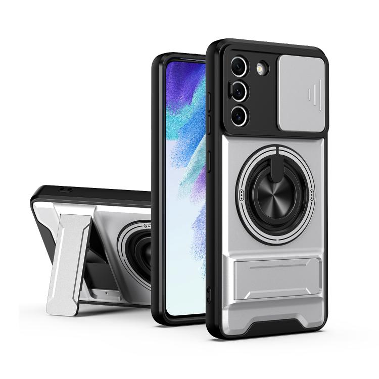 Custodia per telefono multifunzionale magnetica antiurto con finestra scorrevole per obiettivo., For Galaxy S22+ 5G, For Galaxy S22 5G, For Galaxy S21 FE 5G, For Galaxy S21 5G