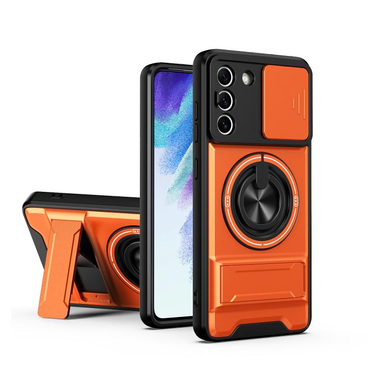 Custodia per telefono multifunzionale magnetica antiurto con finestra scorrevole per obiettivo., For Galaxy S22+ 5G, For Galaxy S22 5G, For Galaxy S21 FE 5G, For Galaxy S21 5G