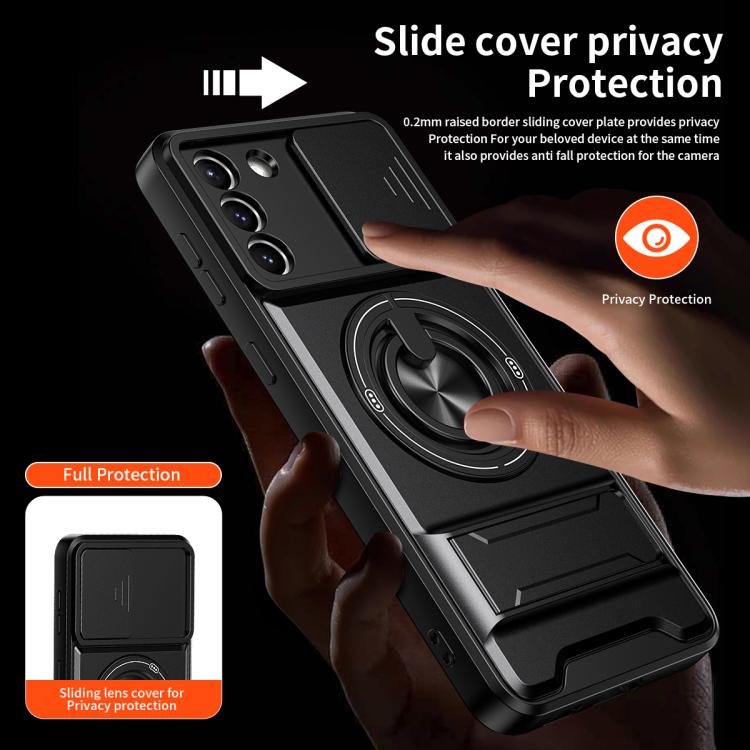 Custodia per telefono multifunzionale magnetica antiurto con finestra scorrevole per obiettivo., For Galaxy S21+ 5G, For Galaxy S20 FE 5G, For Galaxy S20 Ultra 5G, For Galaxy S20 5G