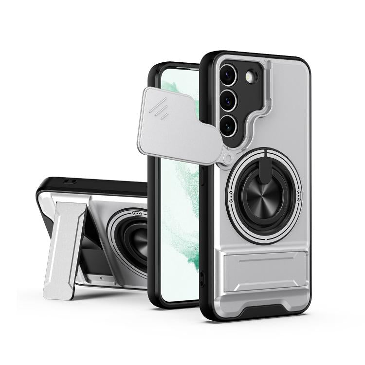 Custodia per telefono multifunzionale magnetica antiurto con finestra scorrevole per obiettivo., For Galaxy S22+ 5G, For Galaxy S22 5G, For Galaxy S21 FE 5G, For Galaxy S21 5G