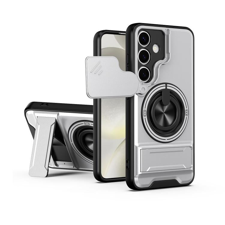 Custodia per telefono multifunzionale magnetica antiurto con finestra scorrevole per obiettivo., For Samsung Galaxy S25 Ultra 5G, For Samsung Galaxy S24 FE 5G, For Samsung Galaxy S24 Ultra 5G, For Galaxy S24 5G