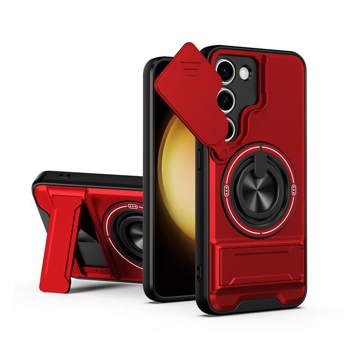 Custodia per telefono multifunzionale magnetica antiurto con finestra scorrevole per obiettivo., For Galaxy S23 FE 5G, For Samsung Galaxy S23 Ultra 5G, For Galaxy S23+ 5G, For Galaxy S23 5G