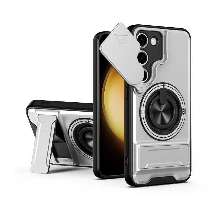 Custodia per telefono multifunzionale magnetica antiurto con finestra scorrevole per obiettivo., For Galaxy S23 FE 5G, For Samsung Galaxy S23 Ultra 5G, For Galaxy S23+ 5G, For Galaxy S23 5G