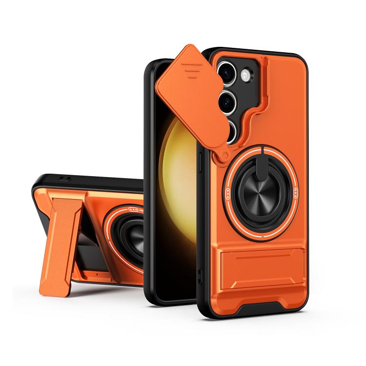 Custodia per telefono multifunzionale magnetica antiurto con finestra scorrevole per obiettivo., For Galaxy S23 FE 5G, For Samsung Galaxy S23 Ultra 5G, For Galaxy S23+ 5G, For Galaxy S23 5G